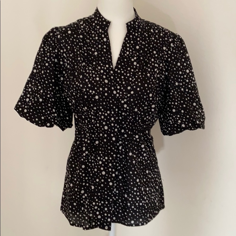 LAPIS ANTHROPOLOGIE Puff Sleeve Polka Dot Blouse S